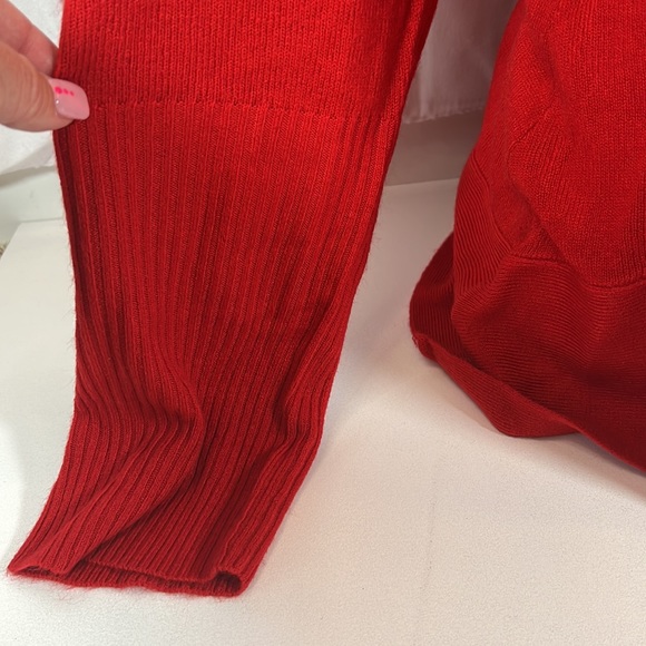 SEVENTH AVENUE Red Three Button Women's Long Sleeve Women's Cardigan V-Neck - Picture 3 of 6